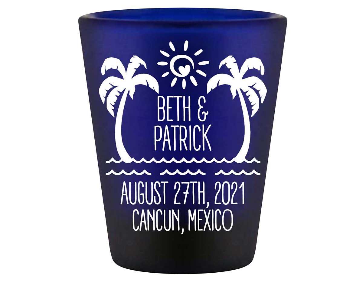 Beach Love 2A Standard 1.5oz Blue Shot Glasses Summer Wedding Gifts for Guests