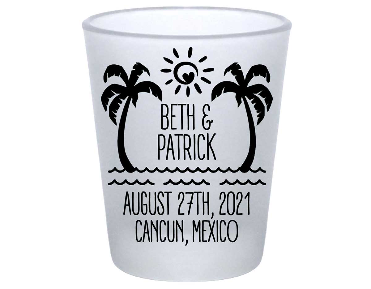 Beach Love 2A Standard 1.75oz Frosted Shot Glasses Summer Wedding Gifts for Guests