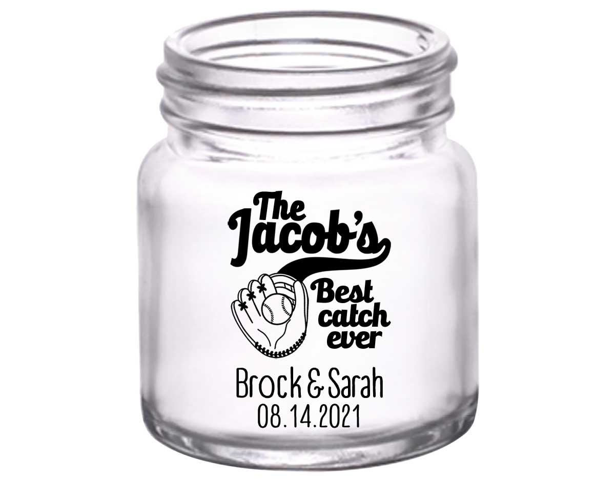 Best Catch Ever 1A Baseball 2oz Mini Mason Shot Glasses Baseball Lovers Wedding Gifts for Guests