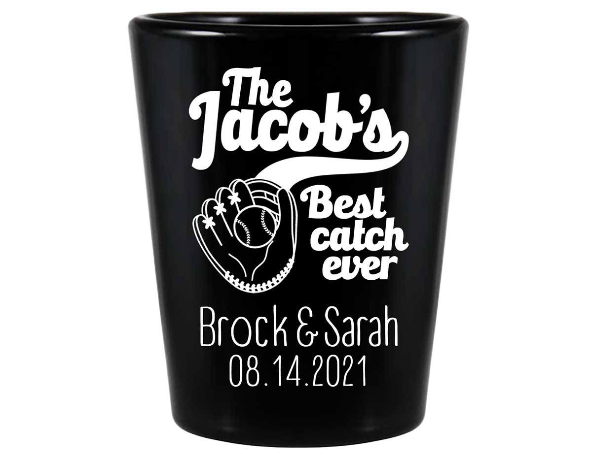 Best Catch Ever 1A Baseball Standard 1.5oz Black Shot Glasses Baseball Lovers Wedding Gifts for Guests