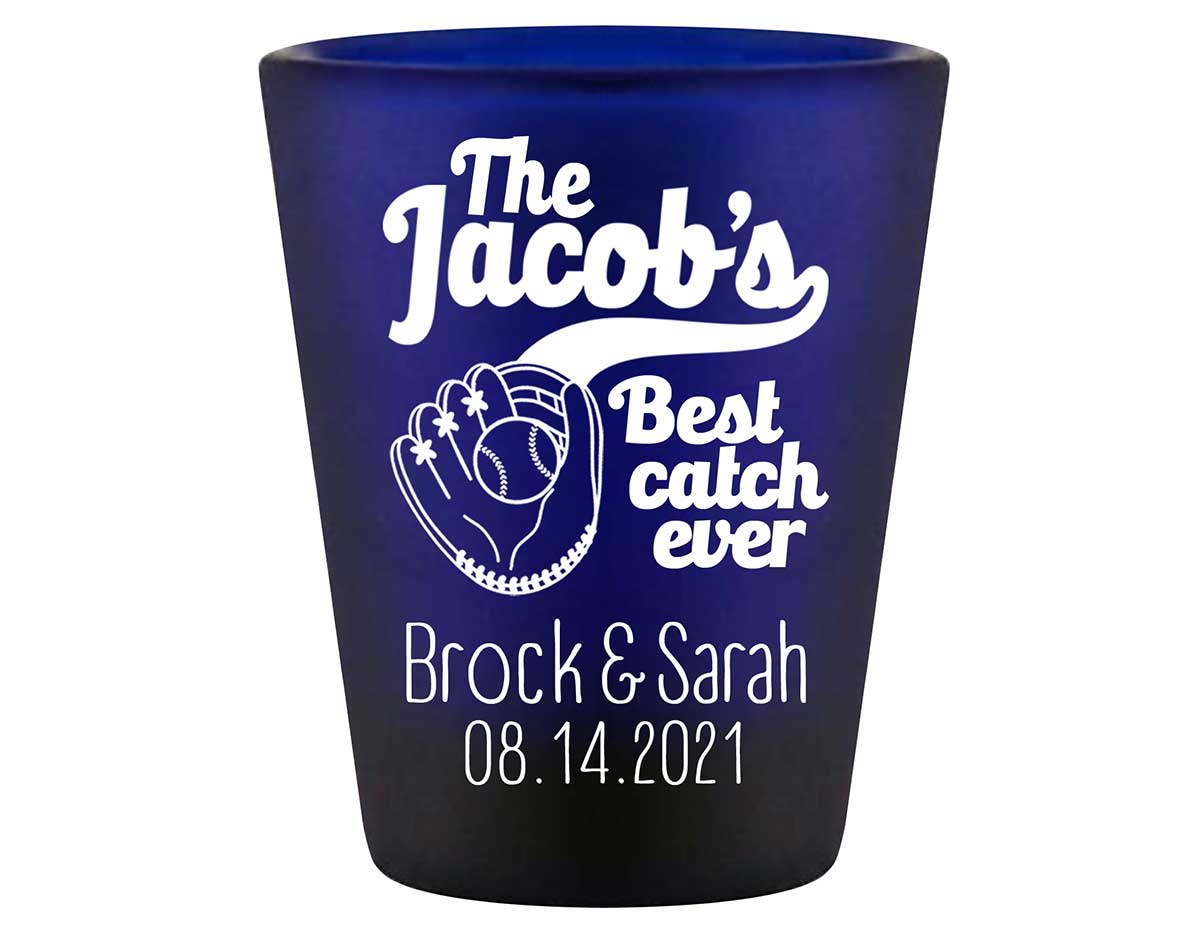 Best Catch Ever 1A Baseball Standard 1.5oz Blue Shot Glasses Baseball Lovers Wedding Gifts for Guests