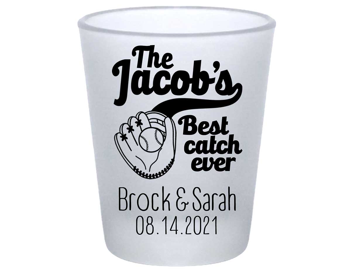 Best Catch Ever 1A Baseball Standard 1.75oz Frosted Shot Glasses Baseball Lovers Wedding Gifts for Guests