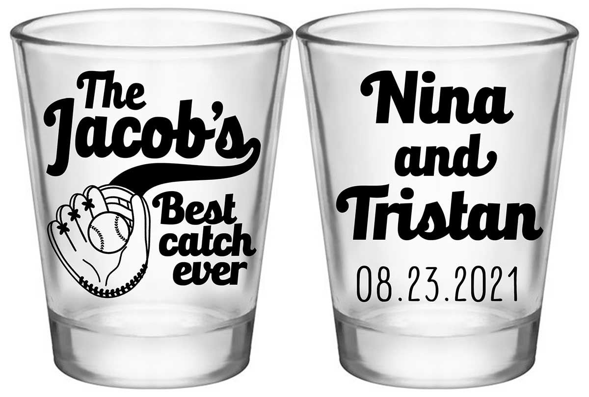 Best Catch Ever 1A2 Baseball Standard 1.75oz Clear Shot Glasses Sports Wedding Gifts for Guests
