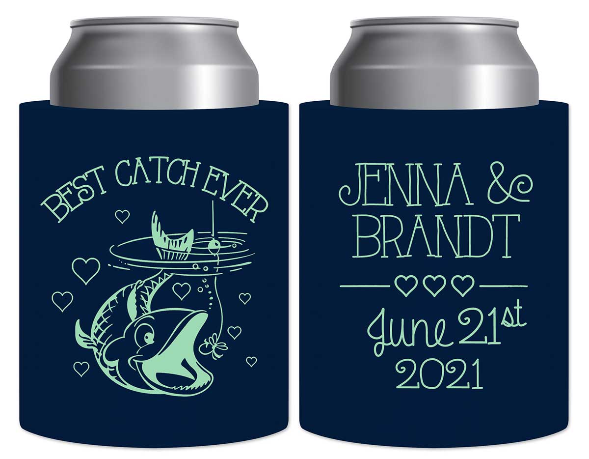 Best Catch Ever 2A Nautical Thick Foam Can Koozies Maritime Wedding Gifts for Guests