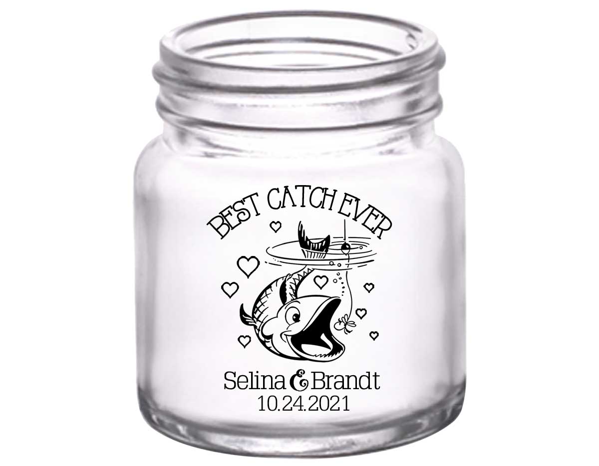 Best Catch Ever 2A Nautical 2oz Mini Mason Shot Glasses Maritime Wedding Gifts for Guests