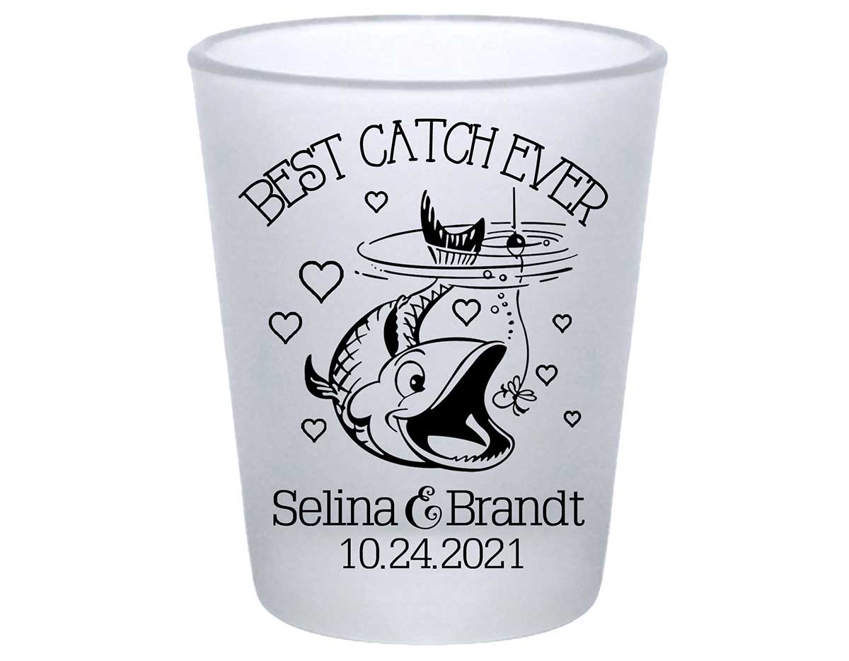 Best Catch Ever 2A Nautical Standard 1.75oz Frosted Shot Glasses Maritime Wedding Gifts for Guests