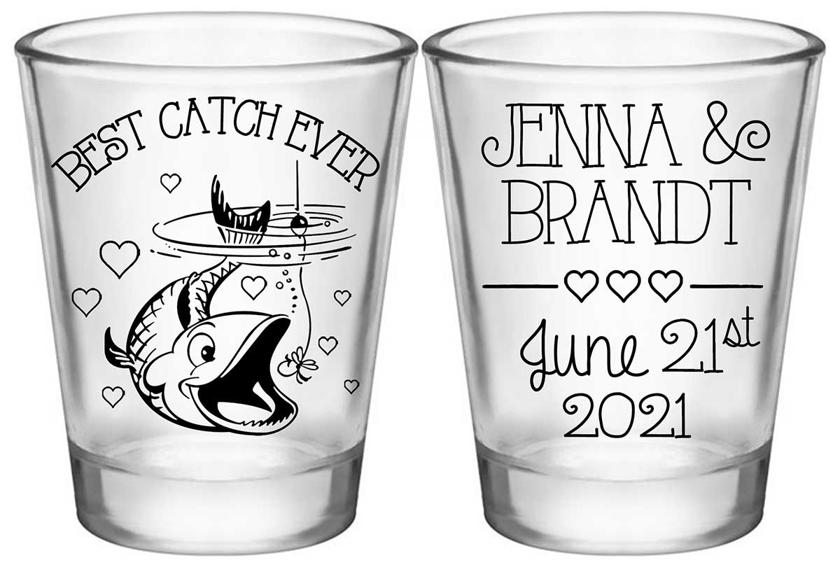 Best Catch Ever 2A2 Nautical Standard 1.75oz Clear Shot Glasses Maritime Wedding Gifts for Guests