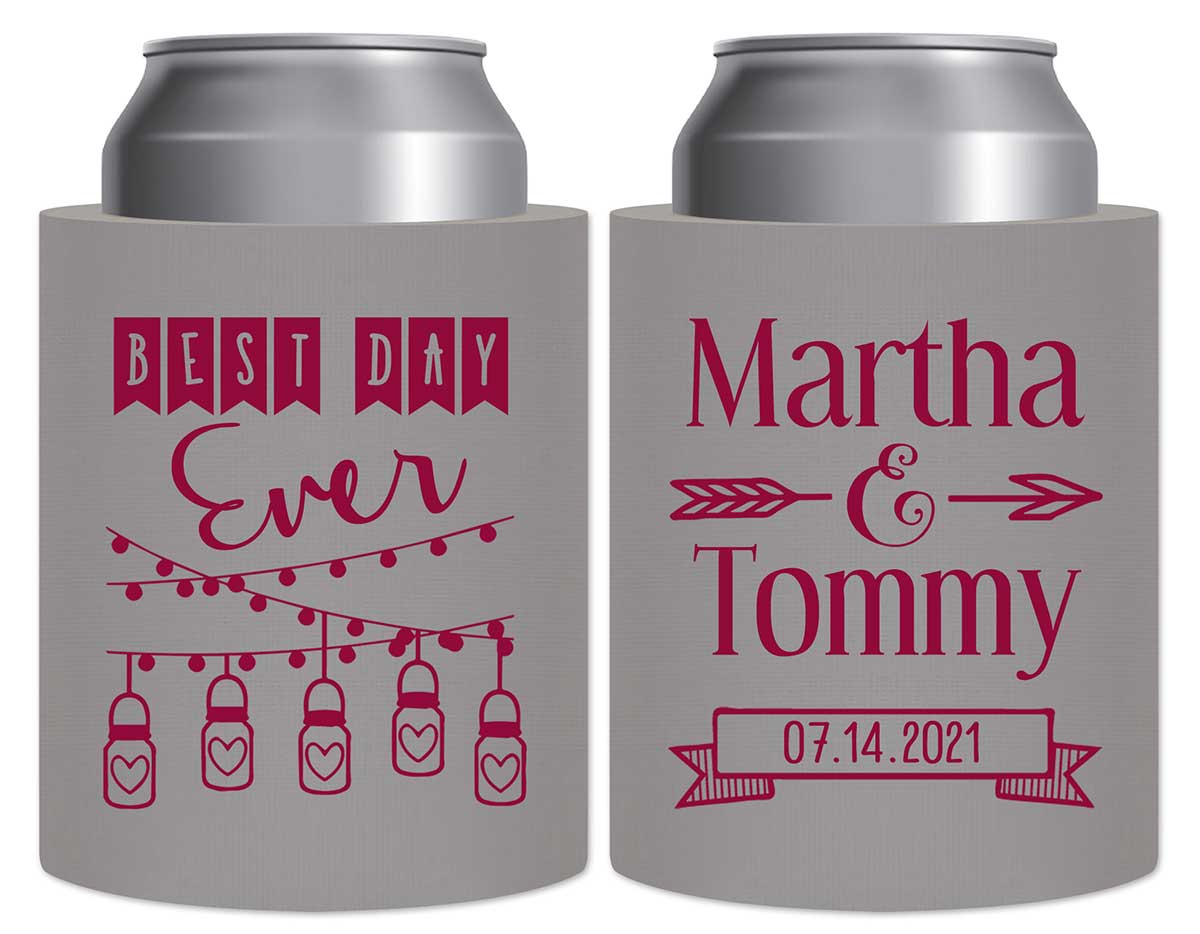 Best Day Ever 1A Mason Jars Thick Foam Can Koozies Rustic Wedding Gifts for Guests