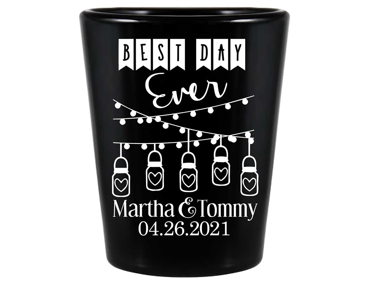 Best Day Ever 1A Mason Jars Standard 1.5oz Black Shot Glasses Rustic Wedding Gifts for Guests