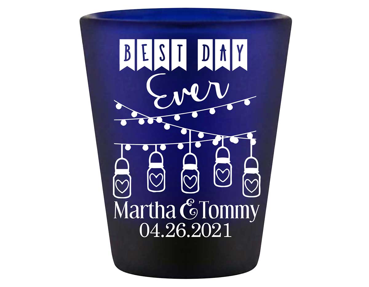 Best Day Ever 1A Mason Jars Standard 1.5oz Blue Shot Glasses Rustic Wedding Gifts for Guests