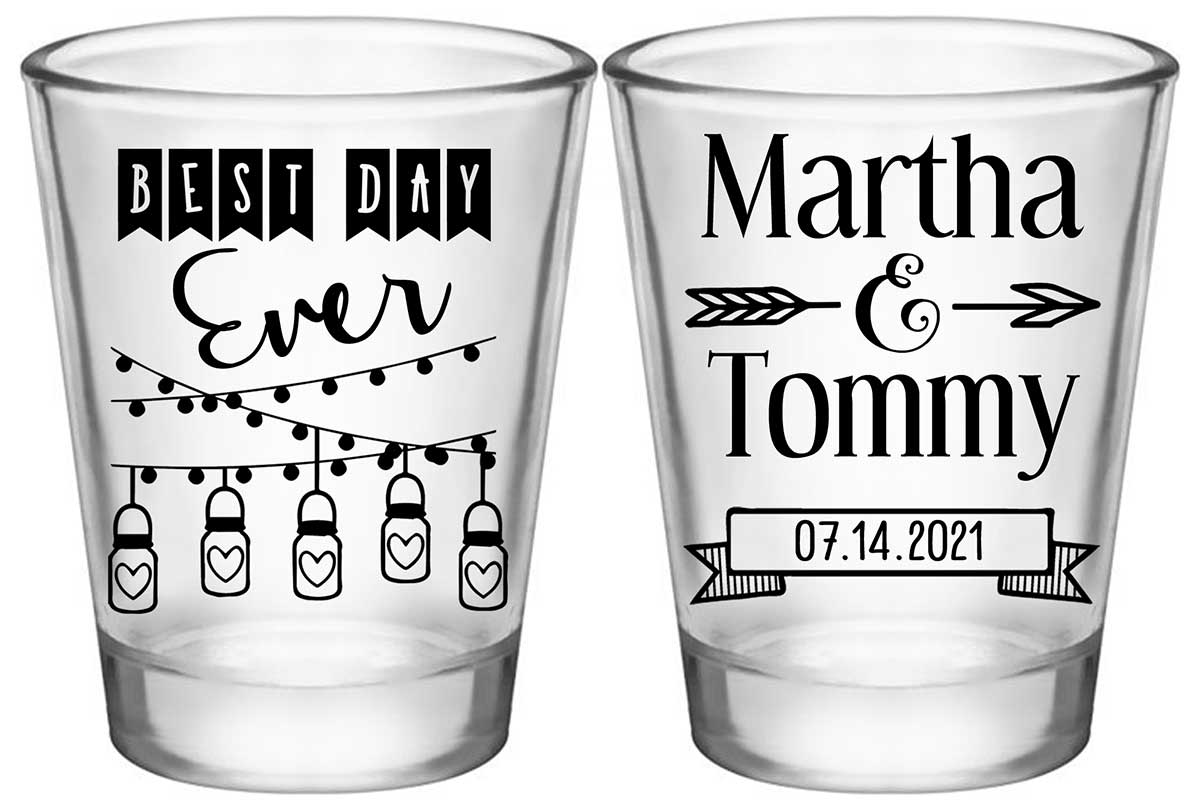 Best Day Ever 1A2 Mason Jars Standard 1.75oz Clear Shot Glasses Rustic Wedding Gifts for Guests