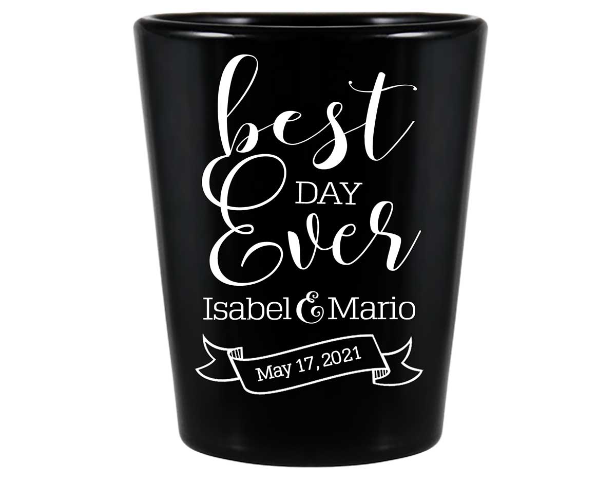 Best Day Ever 2A Banner Standard 1.5oz Black Shot Glasses Cute Wedding Gifts for Guests