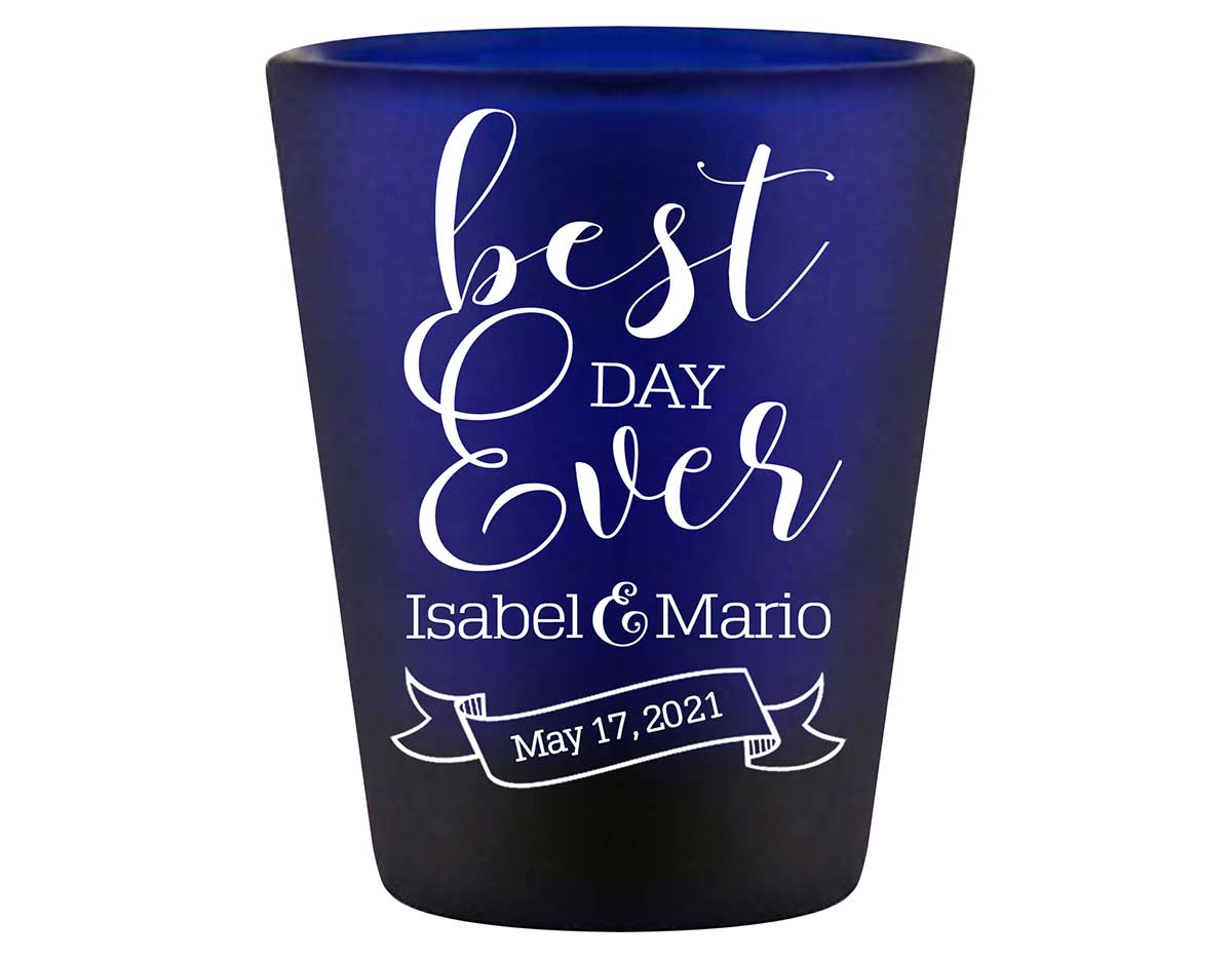 Best Day Ever 2A Banner Standard 1.5oz Blue Shot Glasses Cute Wedding Gifts for Guests
