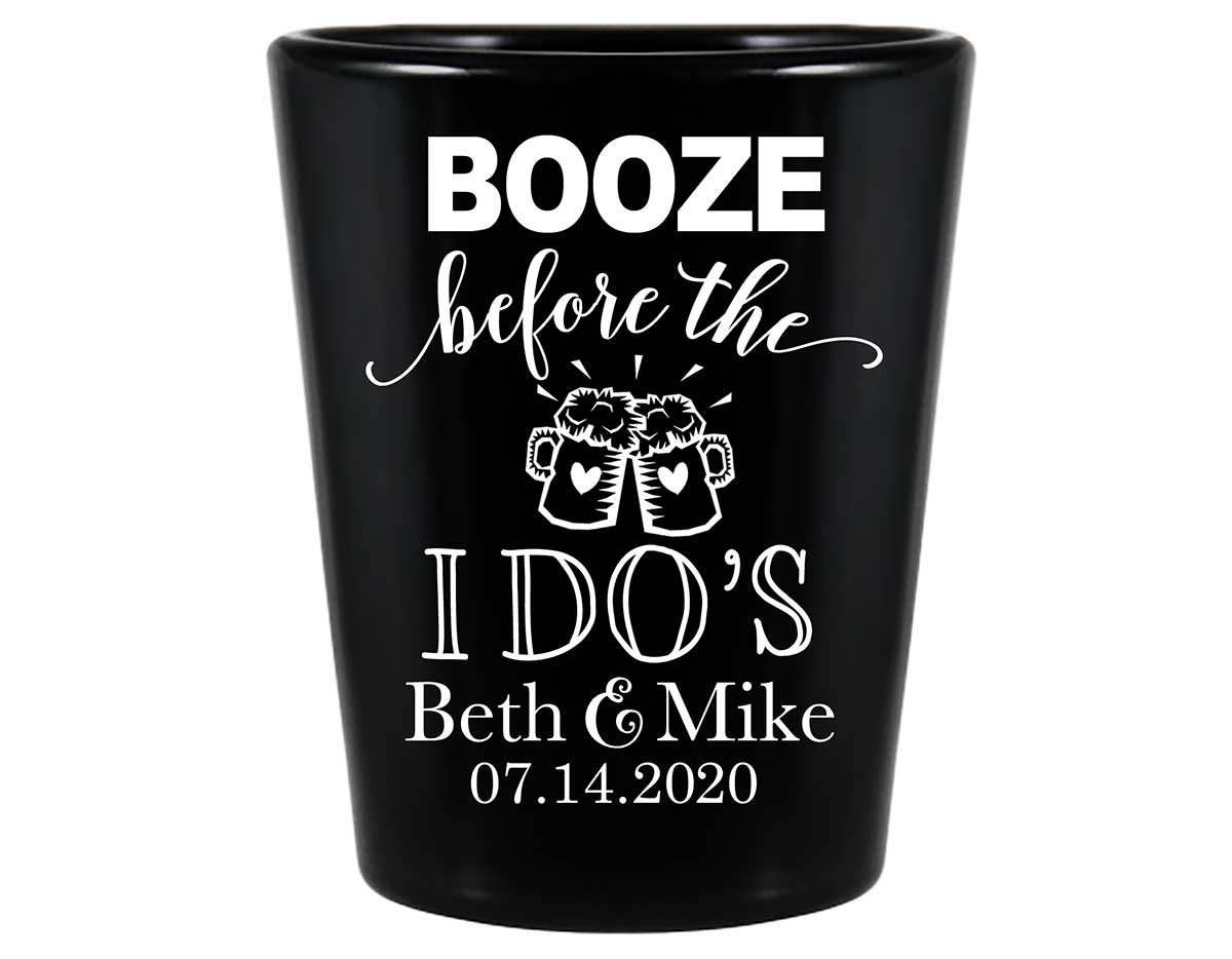 Booze Before The I Do's 1A Standard 1.5oz Black Shot Glasses Rustic Engagement Party Gifts for Guests
