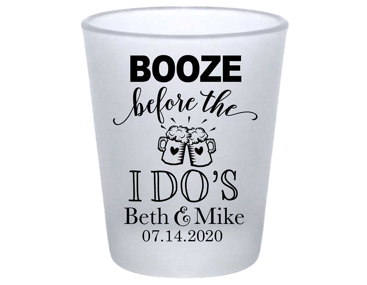 Booze Before The I Do's 1A Standard 1.75oz Frosted Shot Glasses Rustic Engagement Party Gifts for Guests