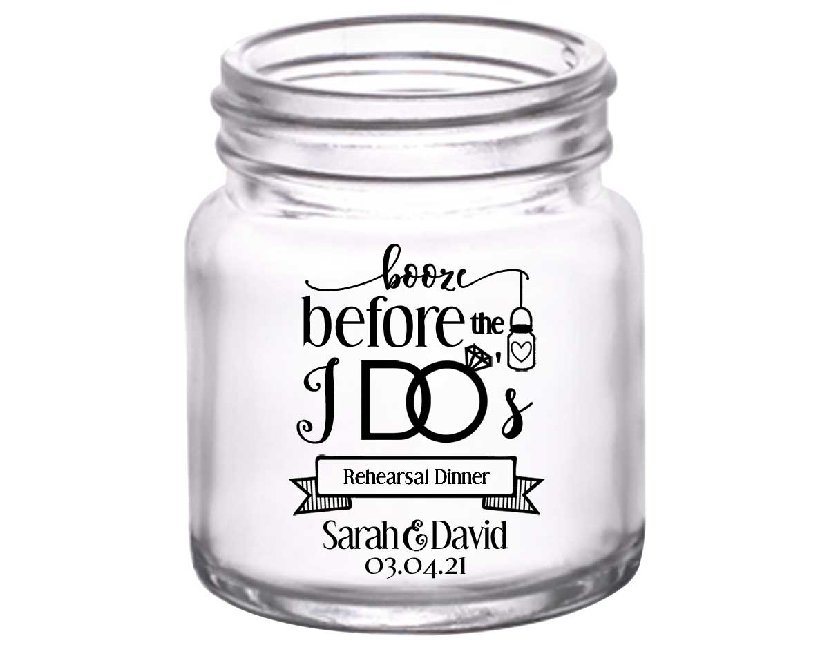 Booze Before The I Do's 2A 2oz Mini Mason Shot Glasses Rustic Engagement Party Gifts for Guests