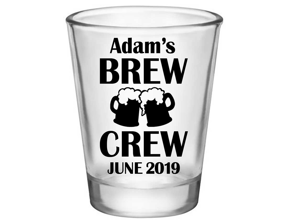 Brew Crew Bachelor Bash 1B Standard 1.75oz Clear Shot Glasses Personalized Bachelor Party Gifts for Guests