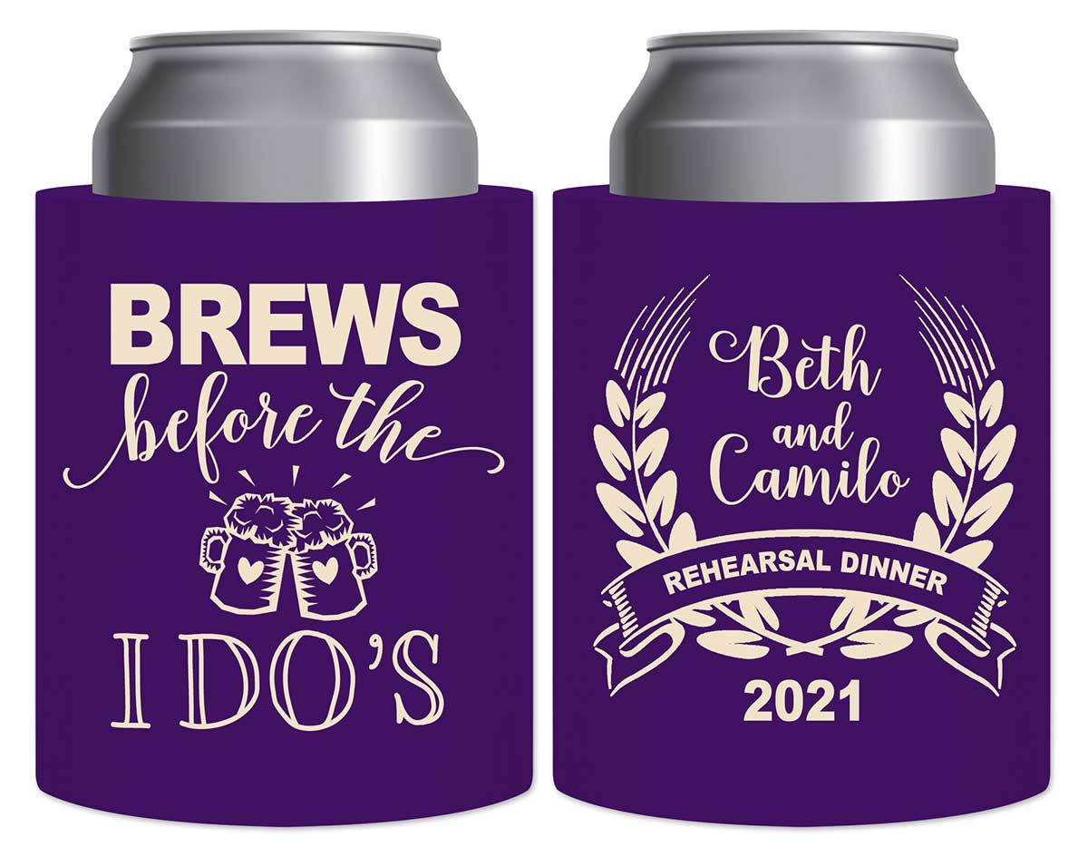 Brews Before The I Do's 1A Thick Foam Can Koozies Rustic Engagement Party Gifts for Guests