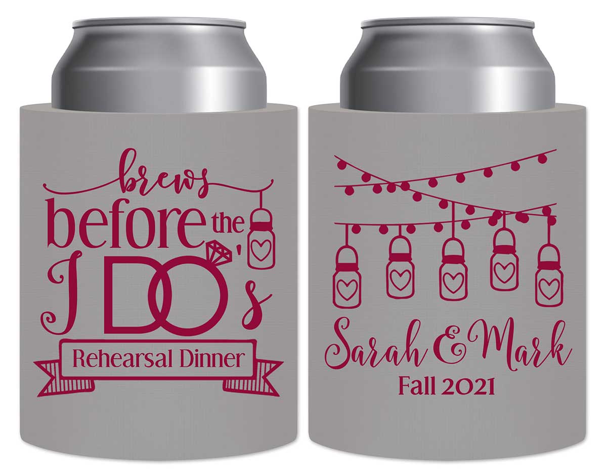 Brews Before The I Do's 2A Thick Foam Can Koozies Rustic Engagement Party Gifts for Guests