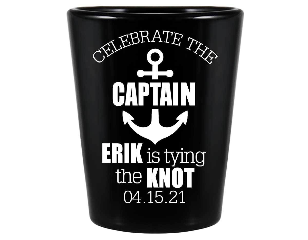 Celebrate The Captain 1A Standard 1.5oz Black Shot Glasses Nautical Bachelor Party Gifts for Guests