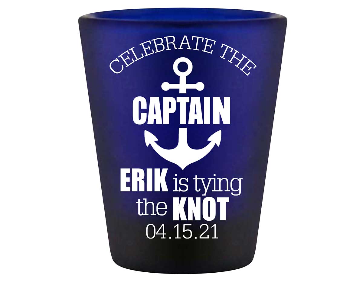 Celebrate The Captain 1A Standard 1.5oz Blue Shot Glasses Nautical Bachelor Party Gifts for Guests