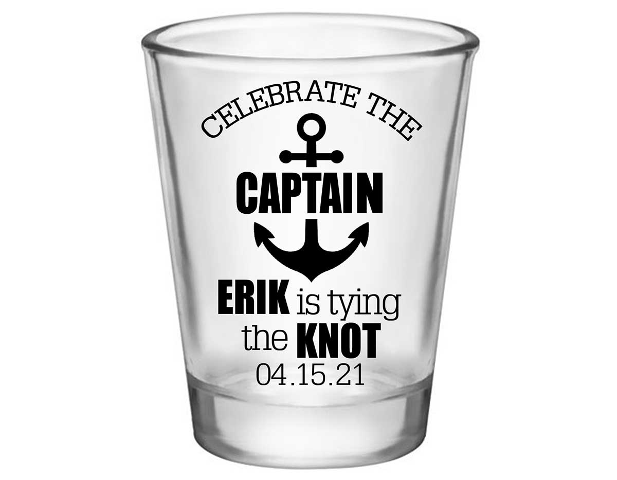 Celebrate The Captain 1A Standard 1.75oz Clear Shot Glasses Nautical Bachelor Party Gifts for Guests