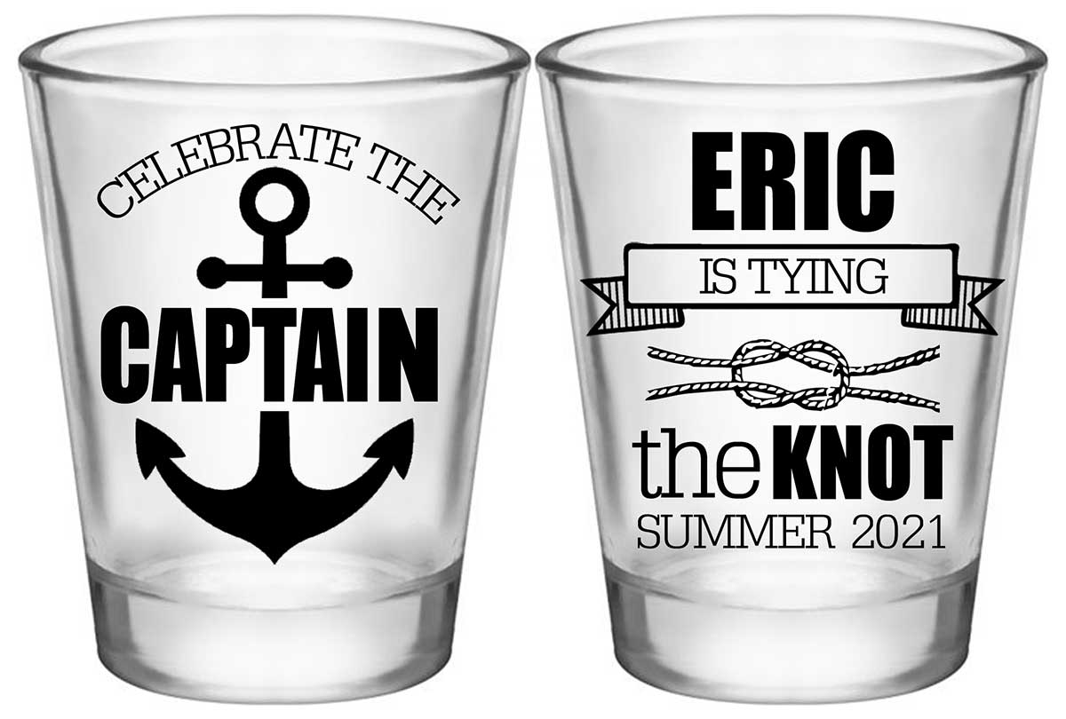 Celebrate The Captain 1A2 Standard 1.75oz Clear Shot Glasses Nautical Bachelor Party Gifts for Guests
