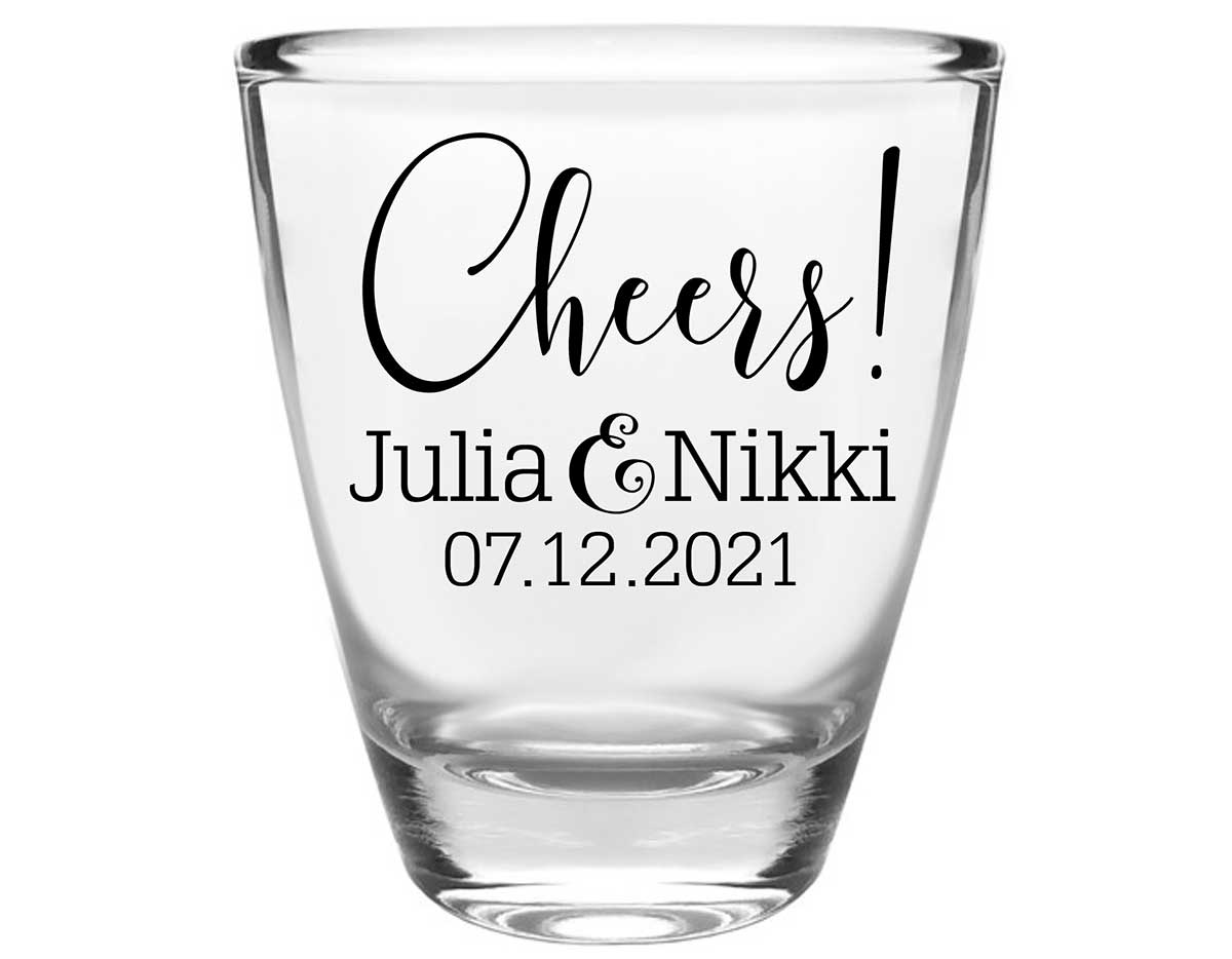 Cheers 1A Swirl Clear 1oz Round Barrel Shot Glasses Personalized Wedding Gifts for Guests