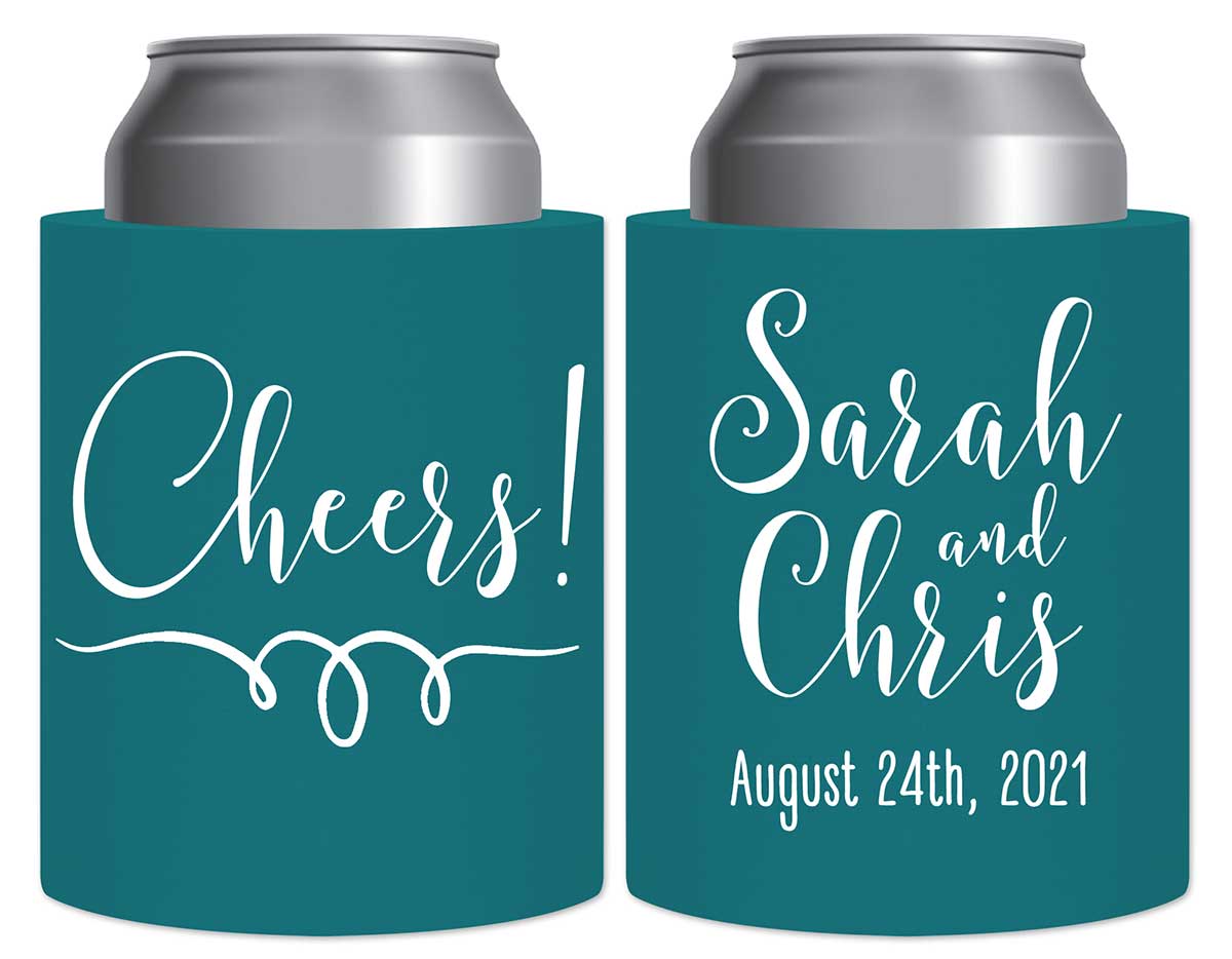 Cheers 1A Swirl Thick Foam Can Koozies Personalized Wedding Gifts for Guests