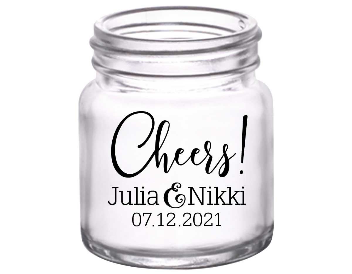 Cheers 1A Swirl 2oz Mini Mason Shot Glasses Personalized Wedding Gifts for Guests