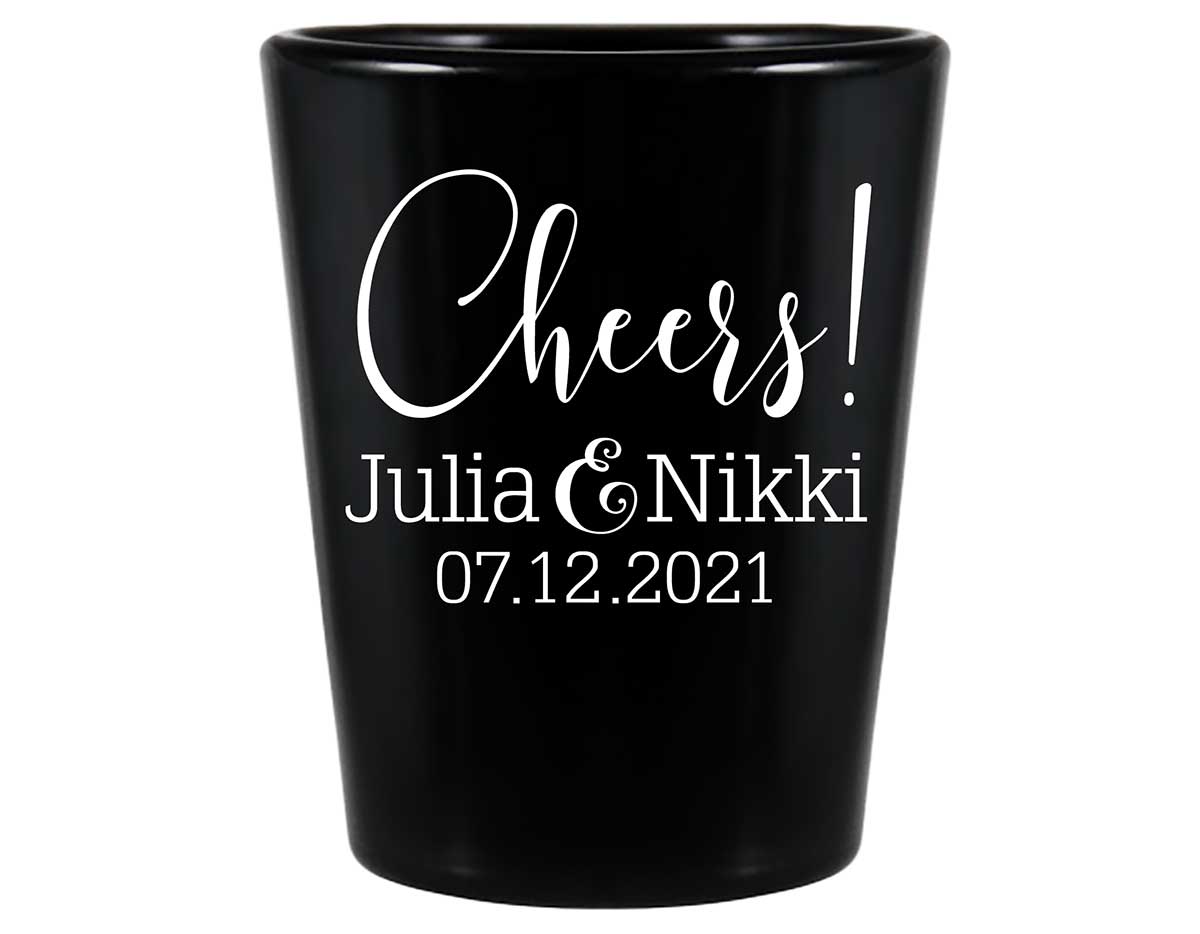 Cheers 1A Swirl Standard 1.5oz Black Shot Glasses Personalized Wedding Gifts for Guests