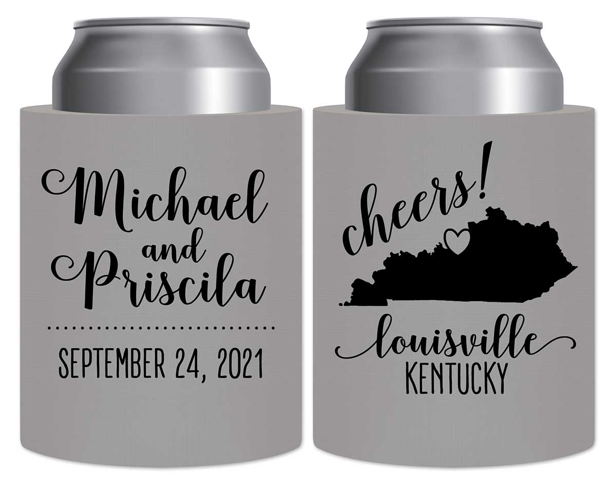 Cheers 2A Any Map Thick Foam Can Koozies Personalized Wedding Gifts for Guests
