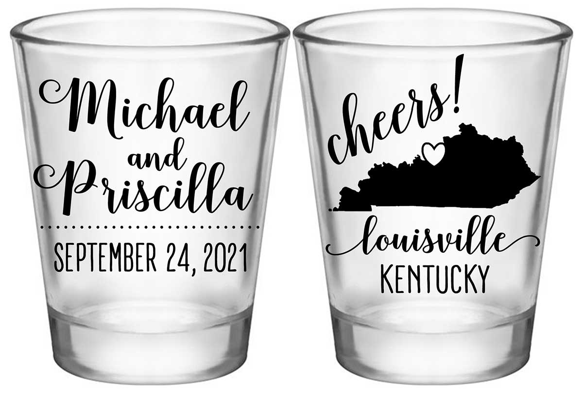 Cheers 2A2 Any Map Standard 1.75oz Clear Shot Glasses Personalized Wedding Gifts for Guests