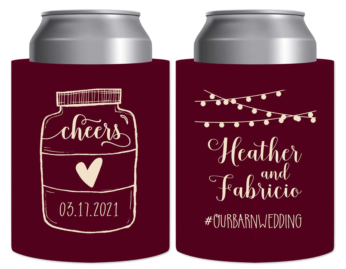 Cheers 3A Mason Jar Thick Foam Can Koozies Personalized Wedding Gifts for Guests