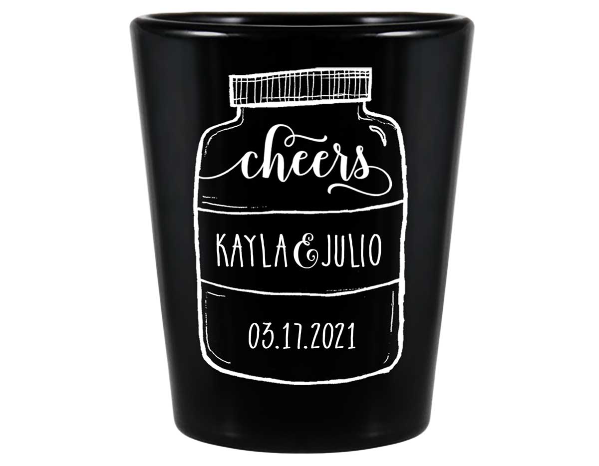 Cheers 3A Mason Jar Standard 1.5oz Black Shot Glasses Personalized Wedding Gifts for Guests