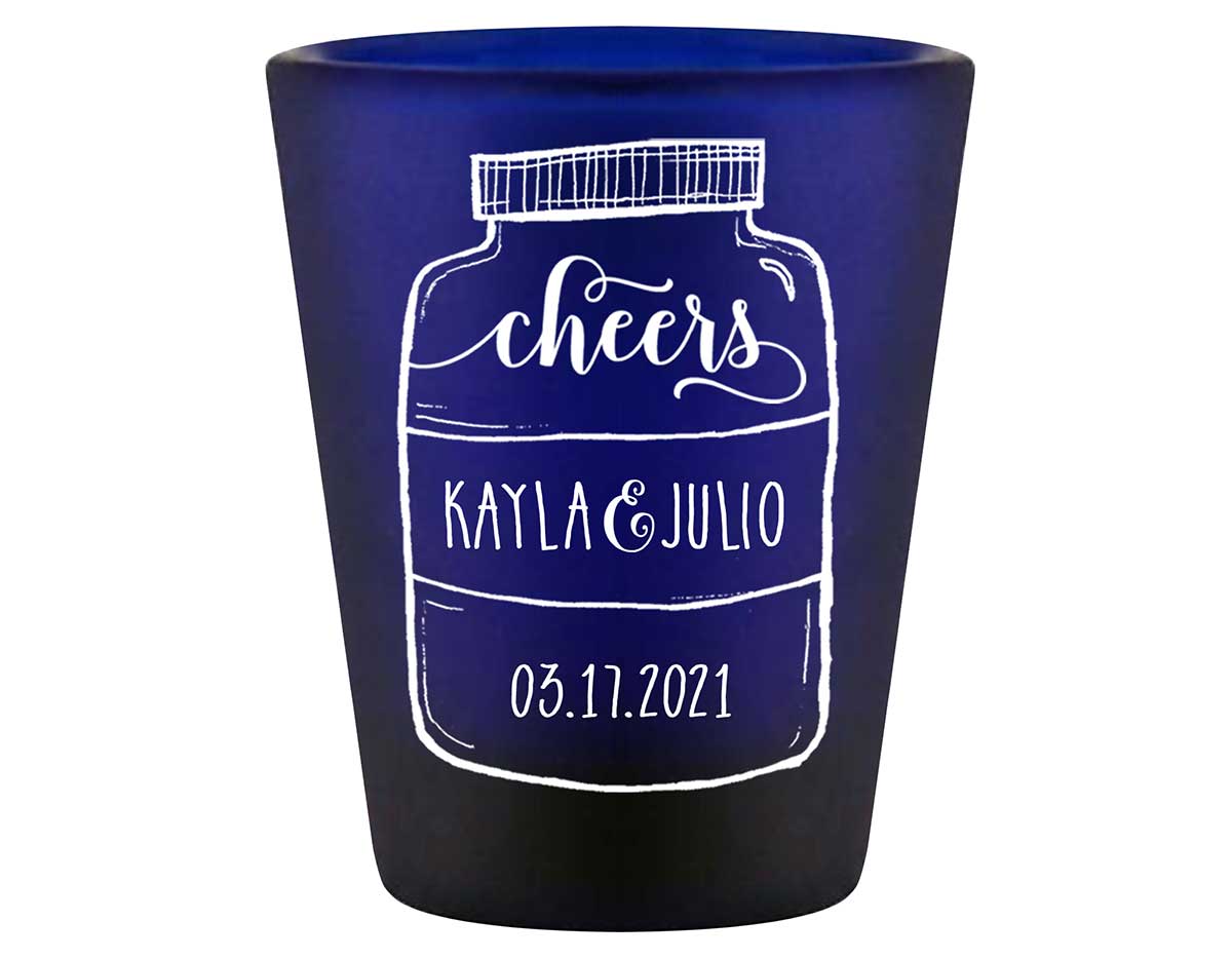 Cheers 3A Mason Jar Standard 1.5oz Blue Shot Glasses Personalized Wedding Gifts for Guests