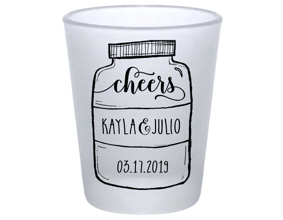 Cheers 3A Mason Jar Standard 1.75oz Frosted Shot Glasses Personalized Wedding Gifts for Guests