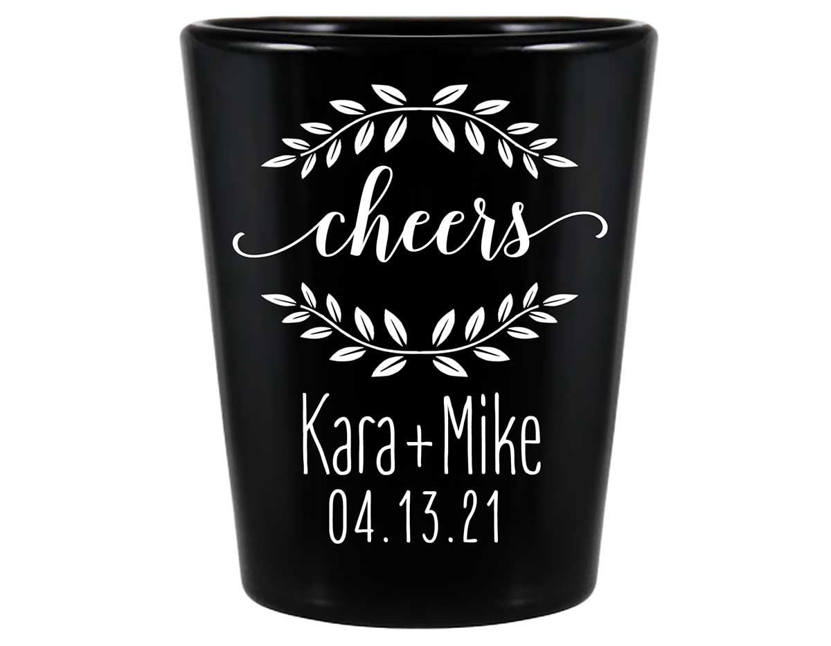 Cheers 4A Wedding Wreath Standard 1.5oz Black Shot Glasses Personalized Wedding Gifts for Guests