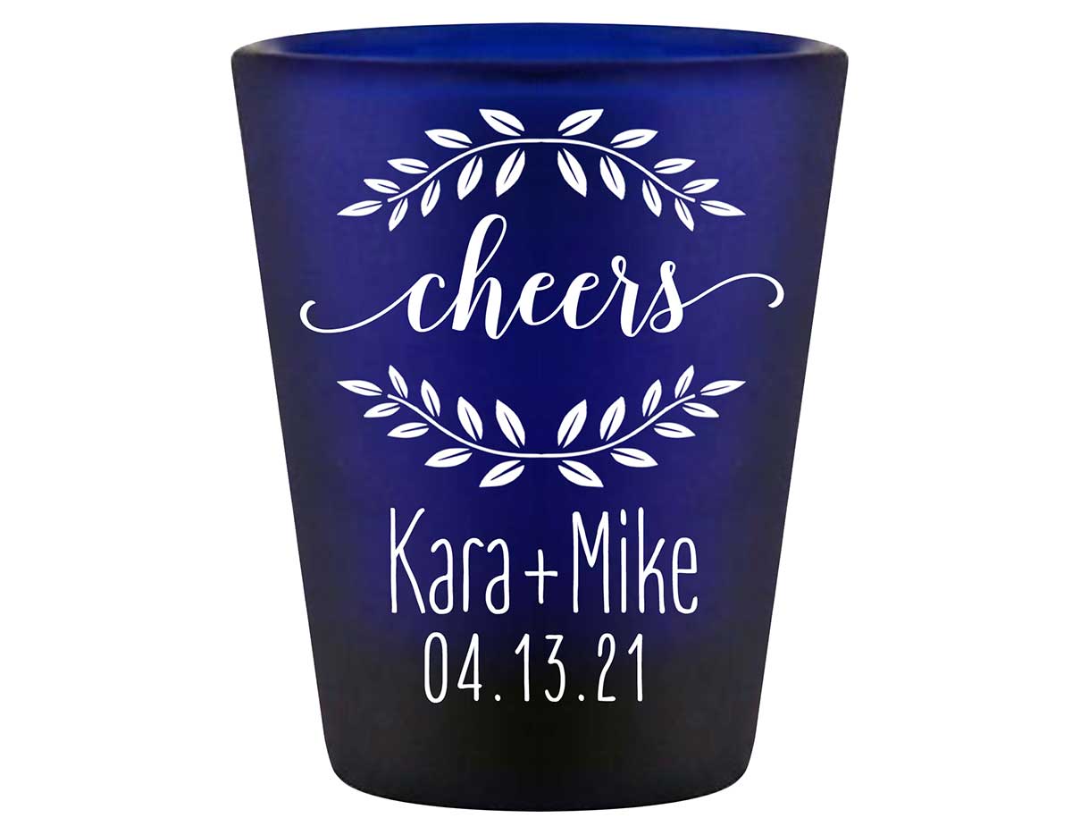 Cheers 4A Wedding Wreath Standard 1.5oz Blue Shot Glasses Personalized Wedding Gifts for Guests