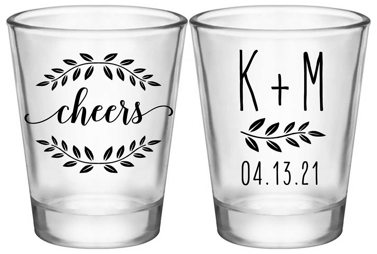 Cheers 4A2 Wedding Wreath Standard 1.75oz Clear Shot Glasses Personalized Wedding Gifts for Guests
