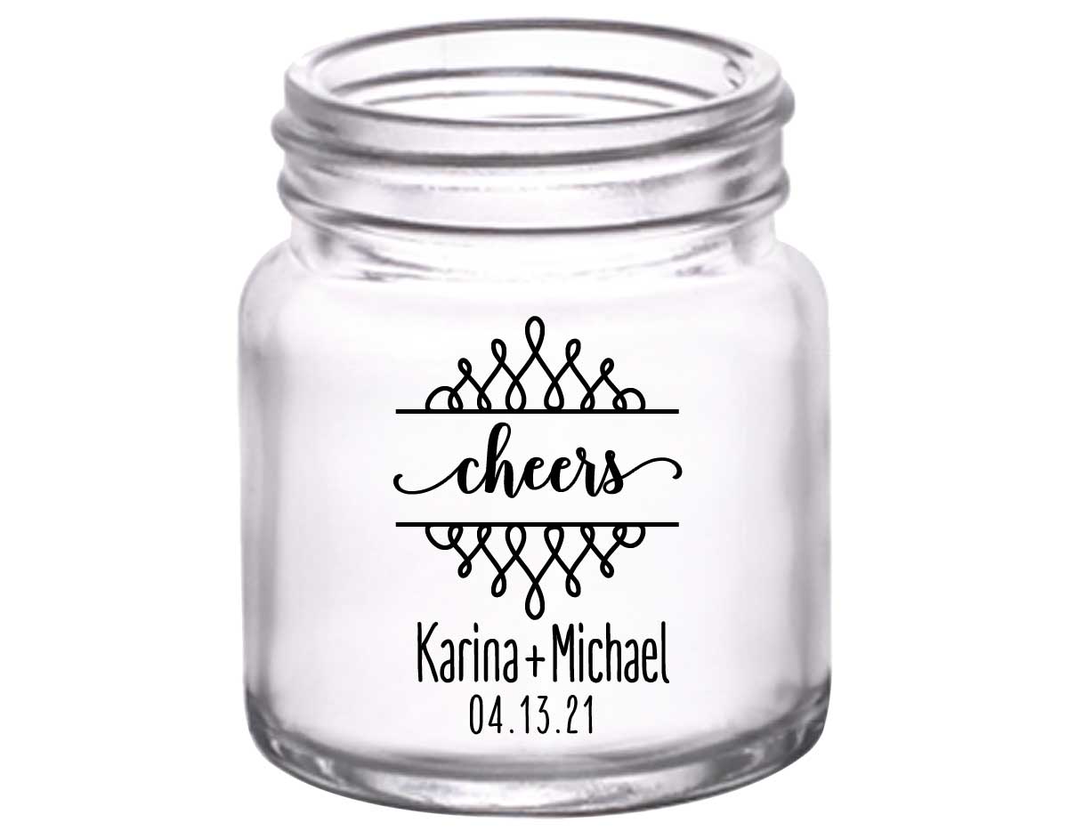 Cheers 4B Swirls 2oz Mini Mason Shot Glasses Personalized Wedding Gifts for Guests
