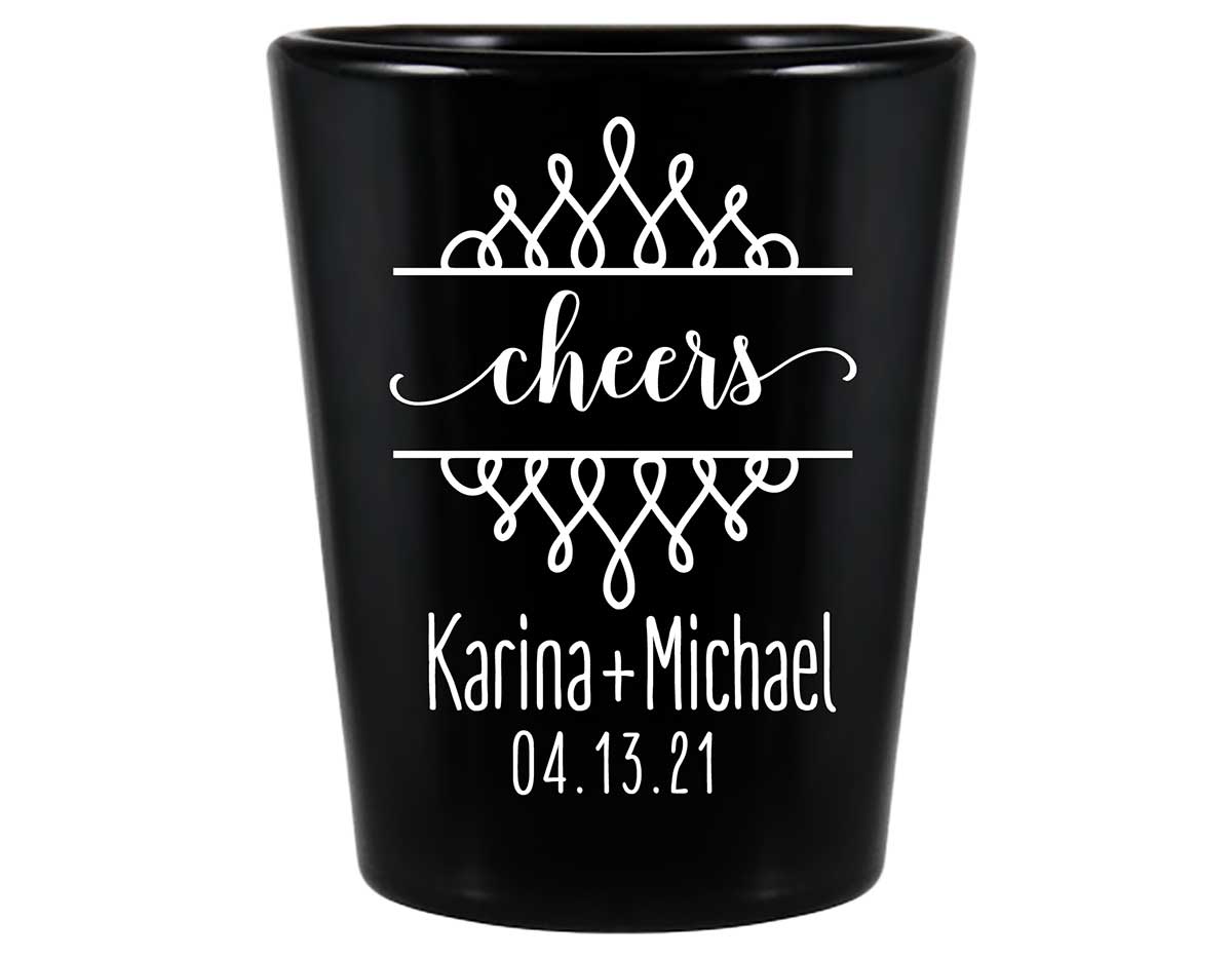 Cheers 4B Swirls Standard 1.5oz Black Shot Glasses Personalized Wedding Gifts for Guests