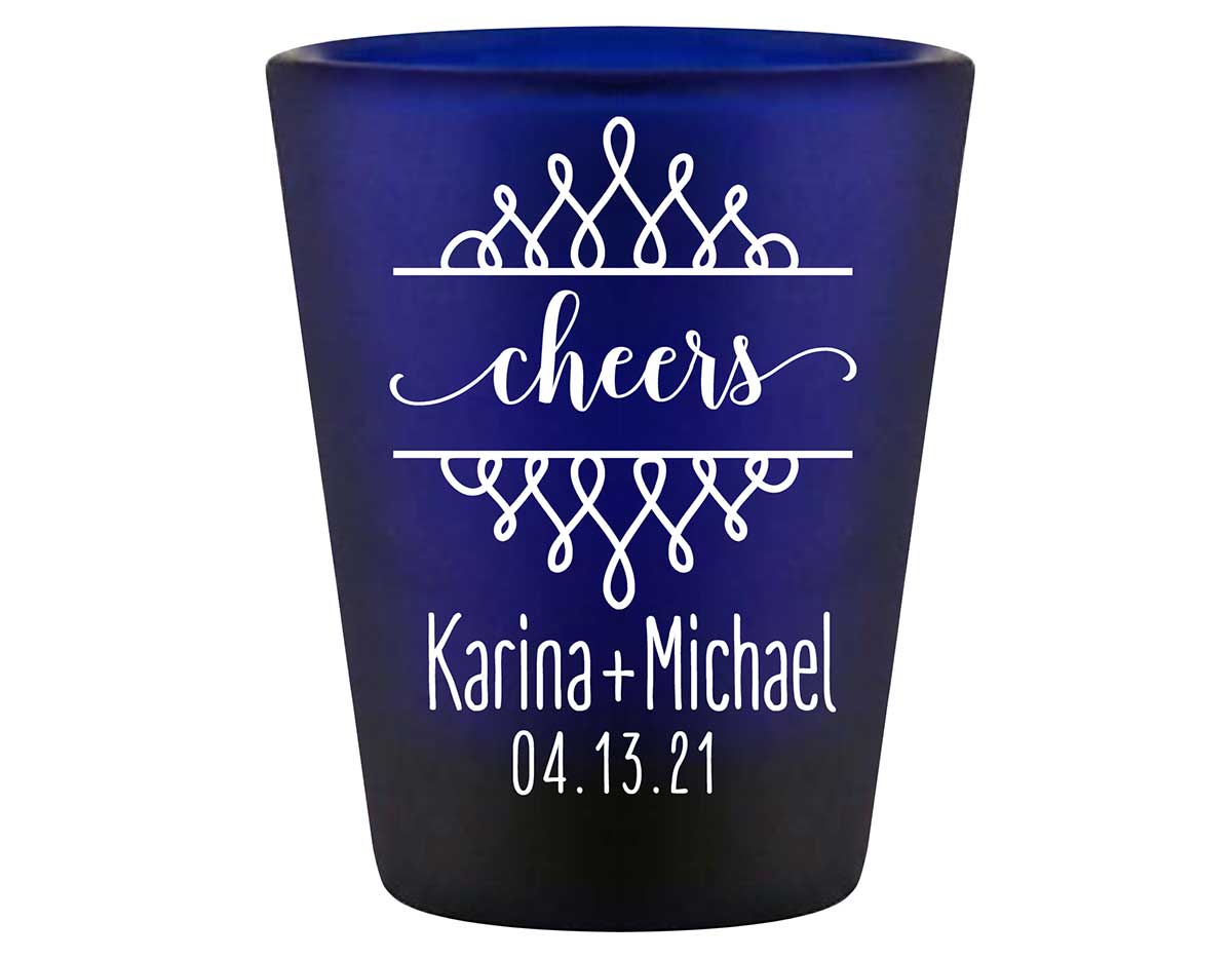 Cheers 4B Swirls Standard 1.5oz Blue Shot Glasses Personalized Wedding Gifts for Guests