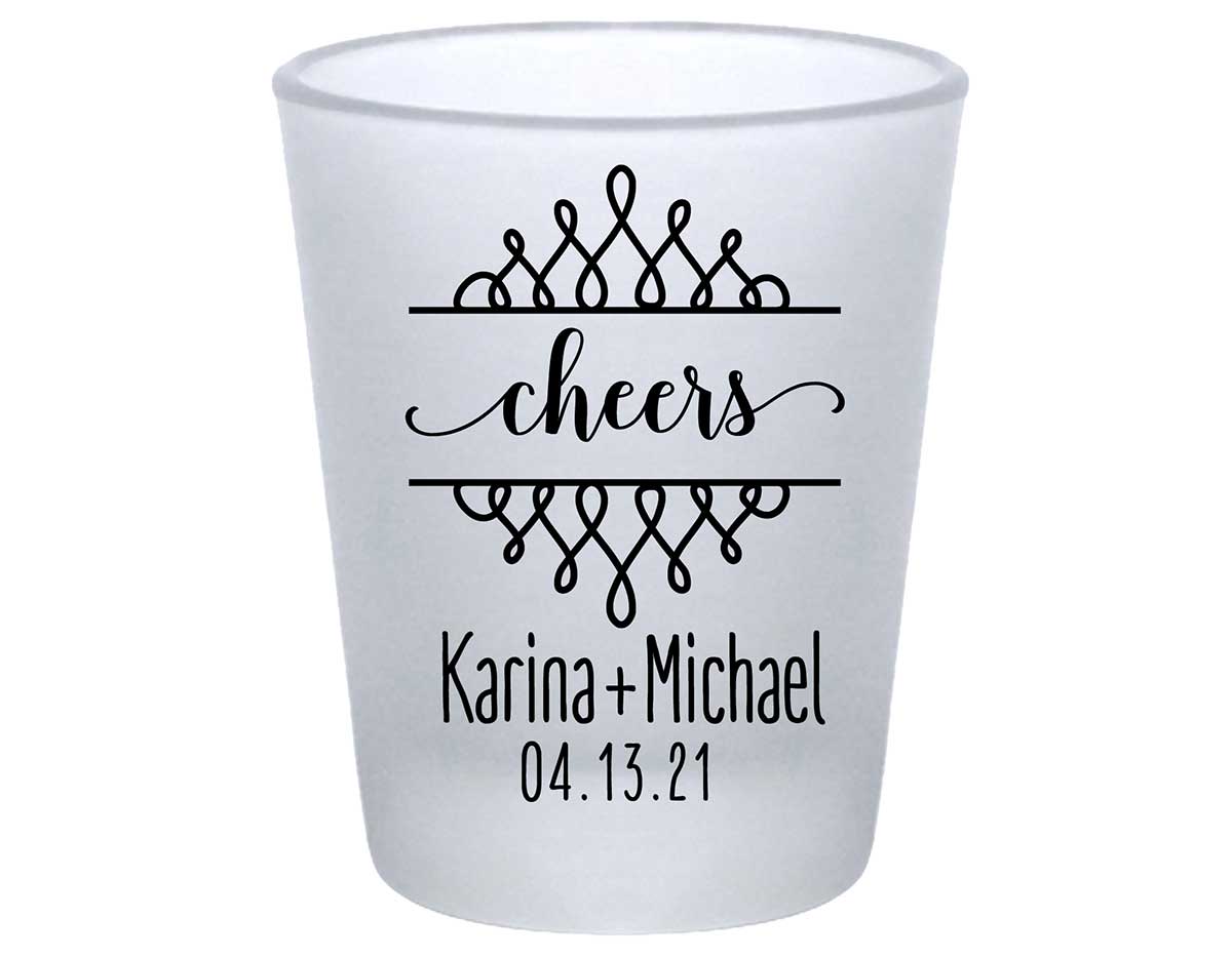 Cheers 4B Swirls Standard 1.75oz Frosted Shot Glasses Personalized Wedding Gifts for Guests