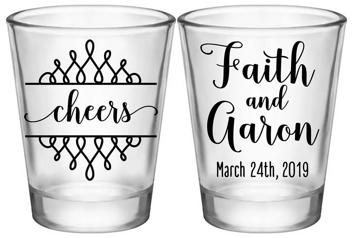 Cheers 4B2 Swirls Standard 1.75oz Clear Shot Glasses Personalized Wedding Gifts for Guests