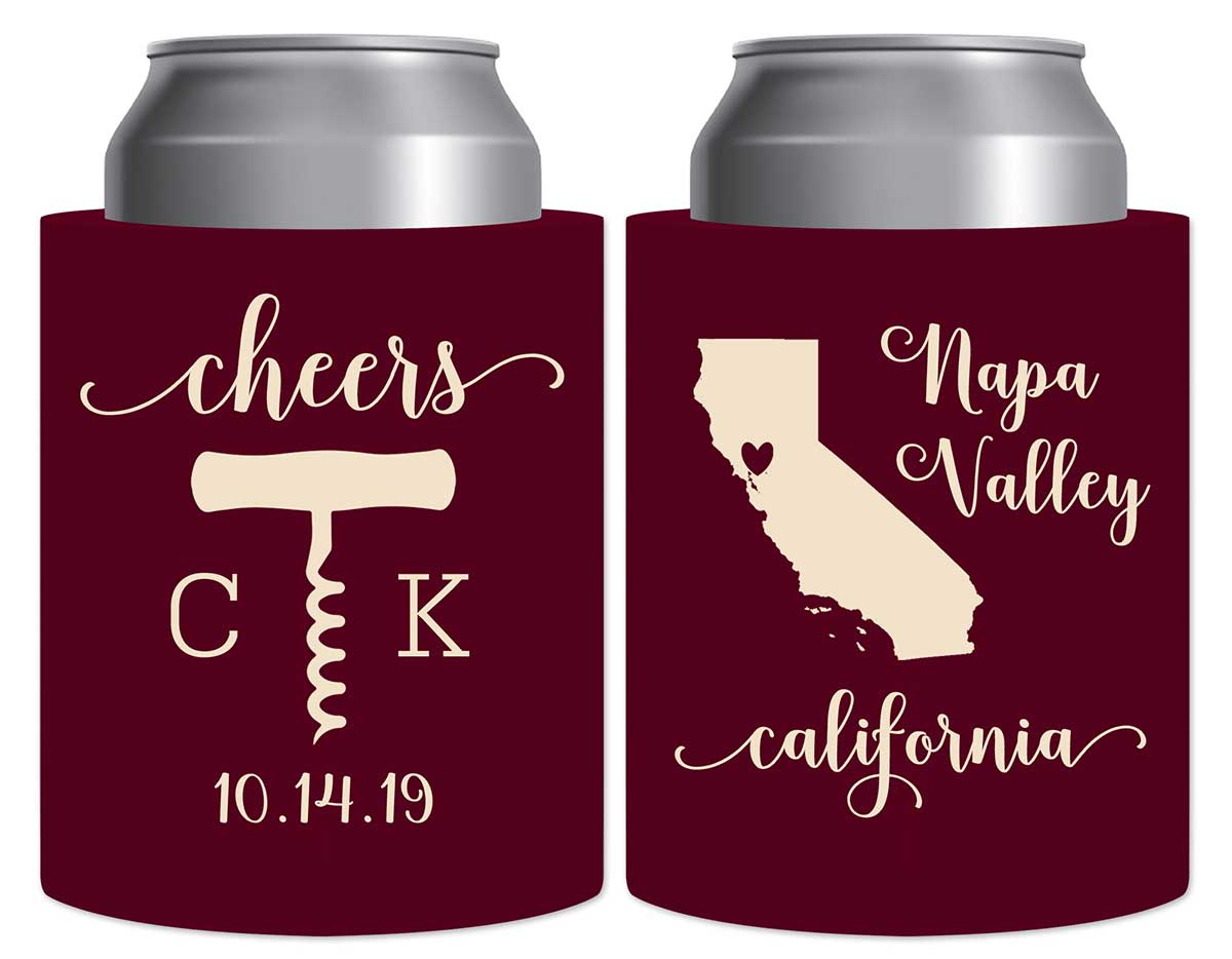 Cheers 5A Any Map Thick Foam Can Koozies Personalized Wedding Gifts for Guests