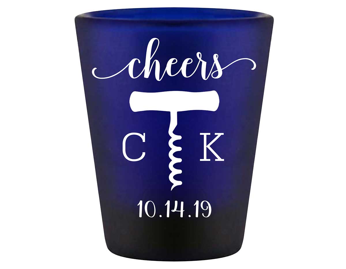 Cheers 5A Vineyard Wedding Standard 1.5oz Blue Shot Glasses Personalized Wedding Gifts for Guests