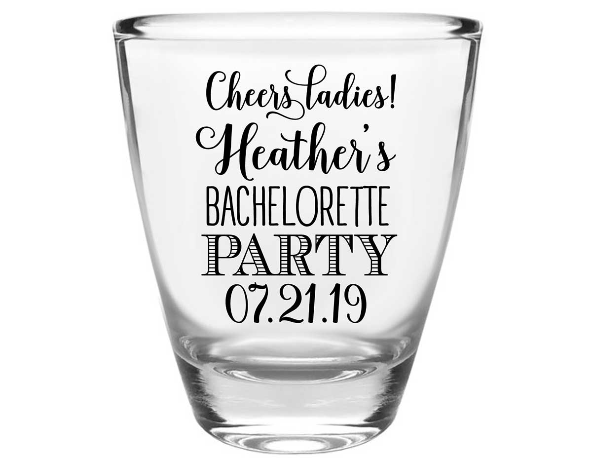 Cheers Ladies Bachelorette 1A Clear 1oz Round Barrel Shot Glasses Personalized Bachelorette Party Gifts for Guests