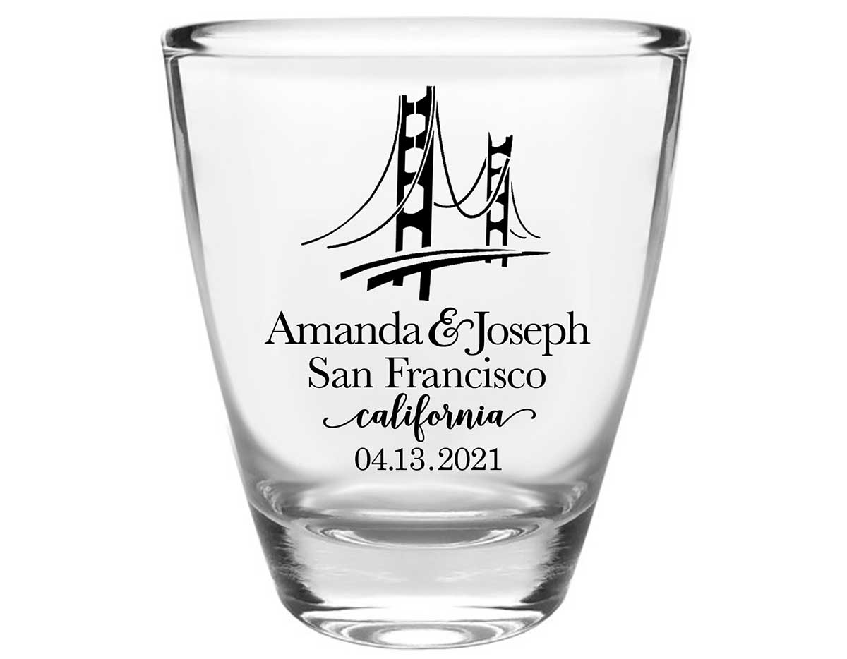 City Bound 1A Any City Clear 1oz Round Barrel Shot Glasses City Wedding Gifts for Guests