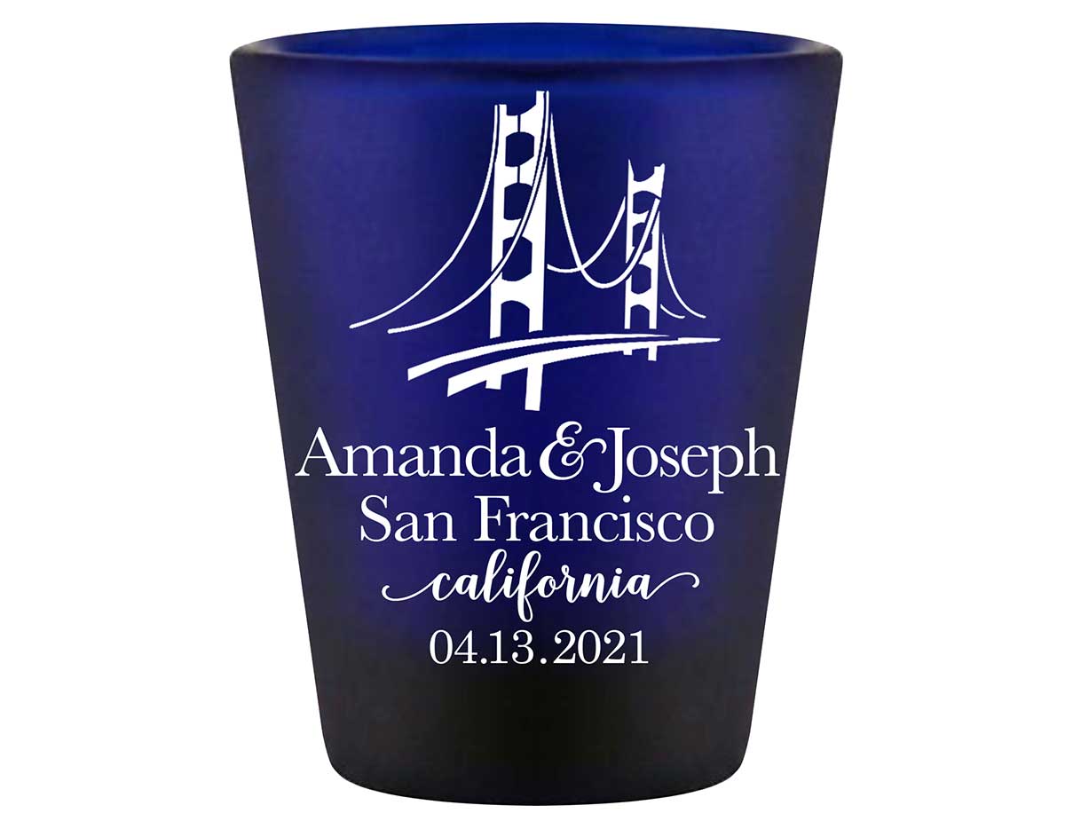 City Bound 1A Any City Standard 1.5oz Blue Shot Glasses City Wedding Gifts for Guests